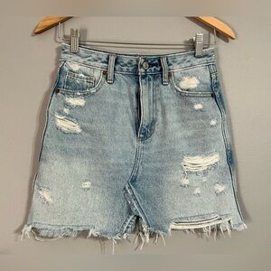 Abercrombie & Fitch Ripped Light Blue Jean Skirt